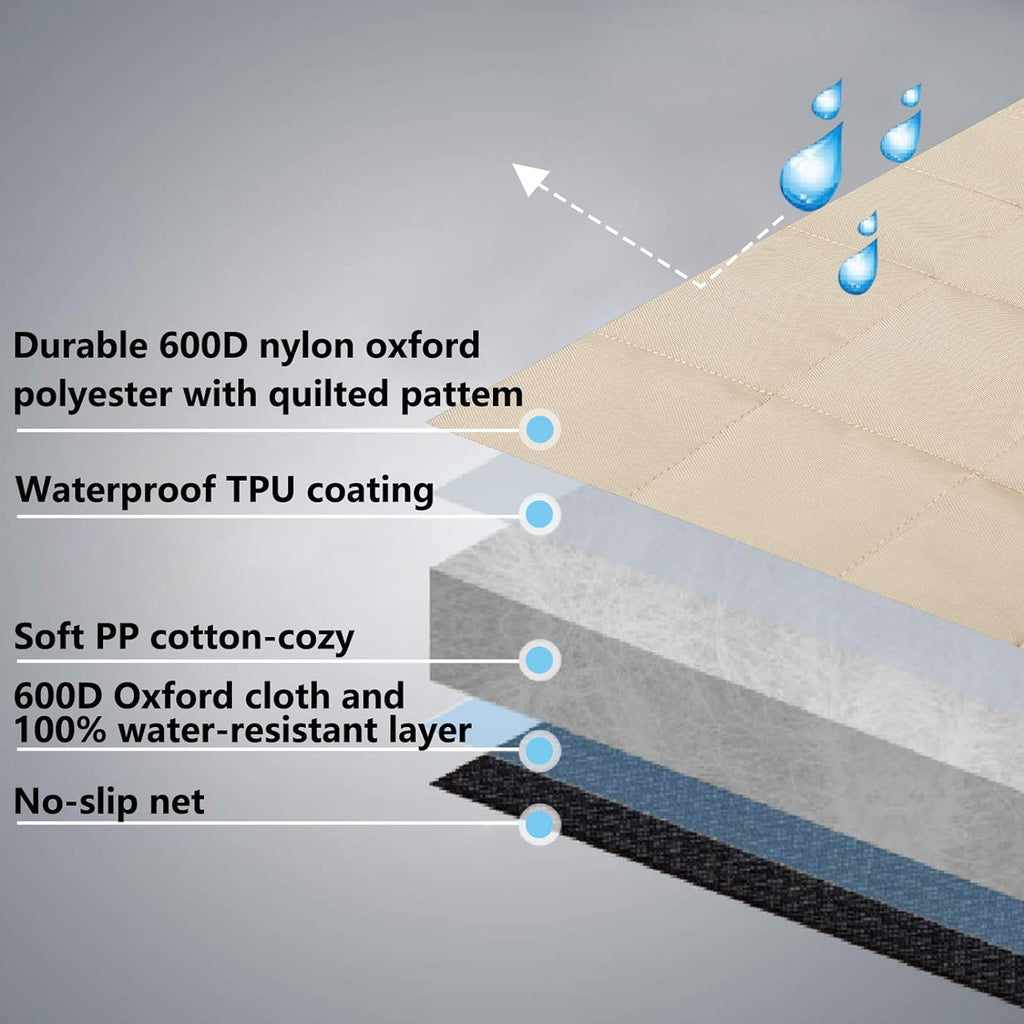 Bark Lover Deluxe Front Seat Dog Car Seat Cover – Waterproof Quilted Protection with Optional Removable Mesh Organizer