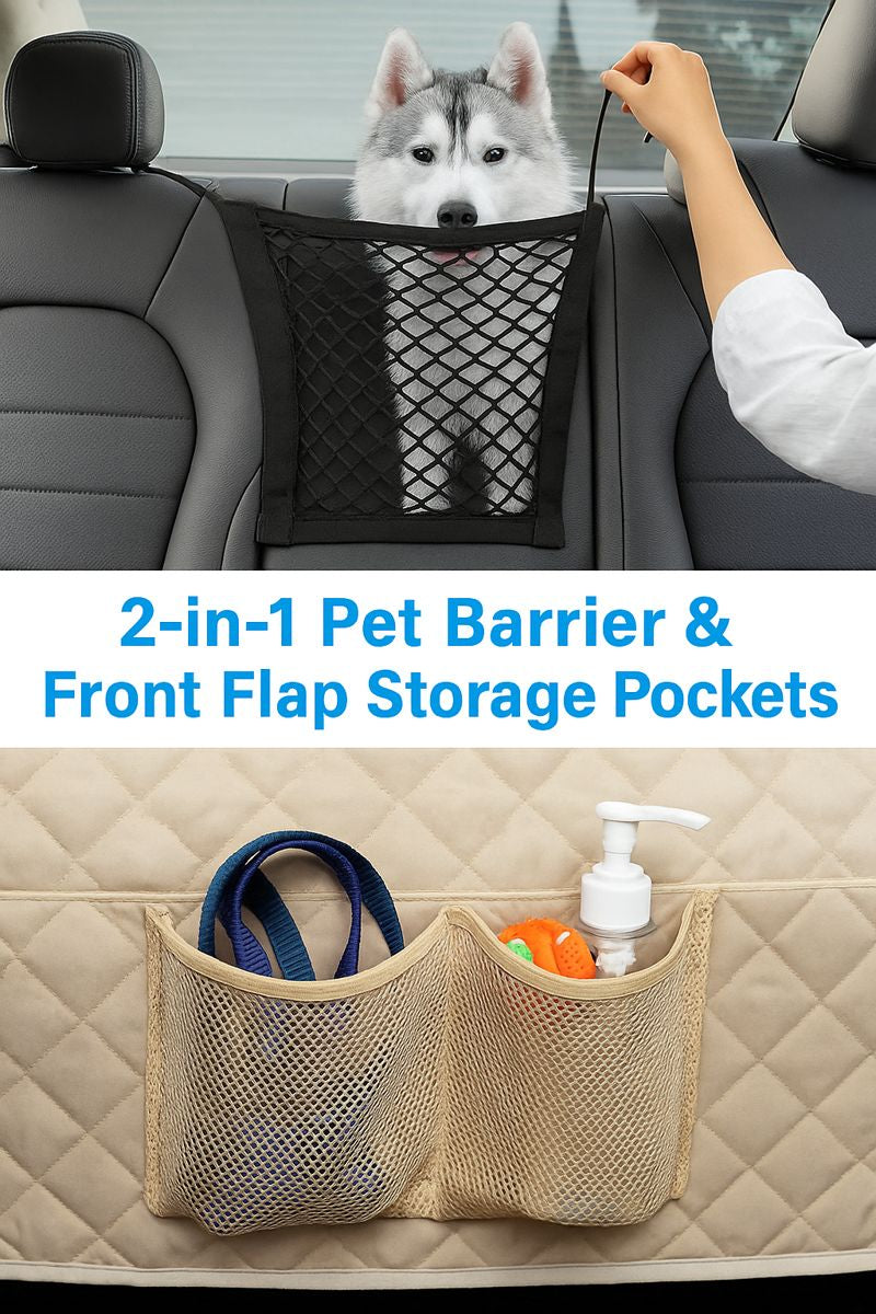 Bark Lover Deluxe Dog Back Seat Cover – Waterproof, Non-Slip with Storage & Pet Barrier