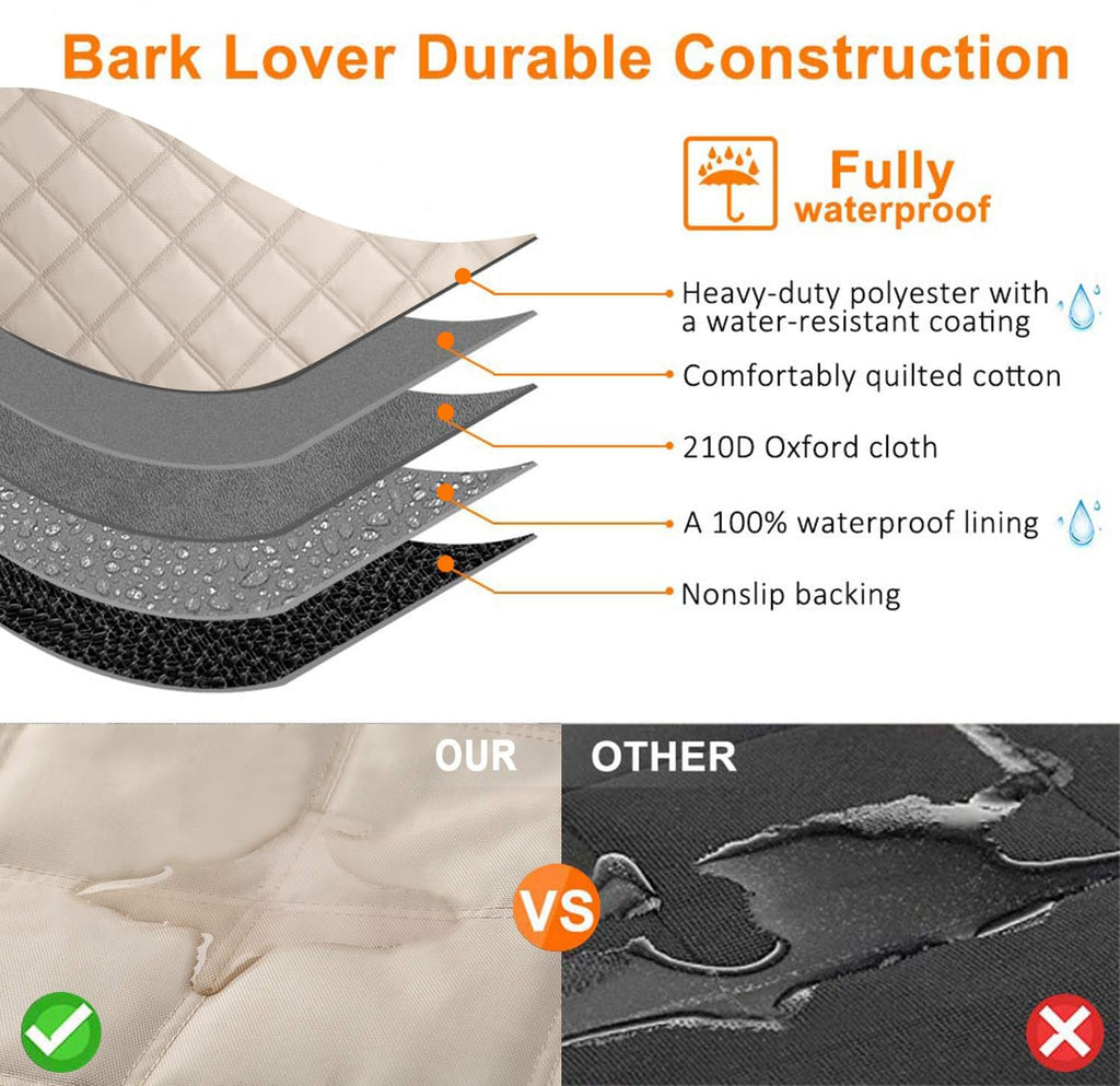 Bark Lover 5-in-1 Convertible Dog Car Seat Cover – Waterproof Hammock & Bench Protector for Cars, SUVs & Trucks and Multiple Pockets