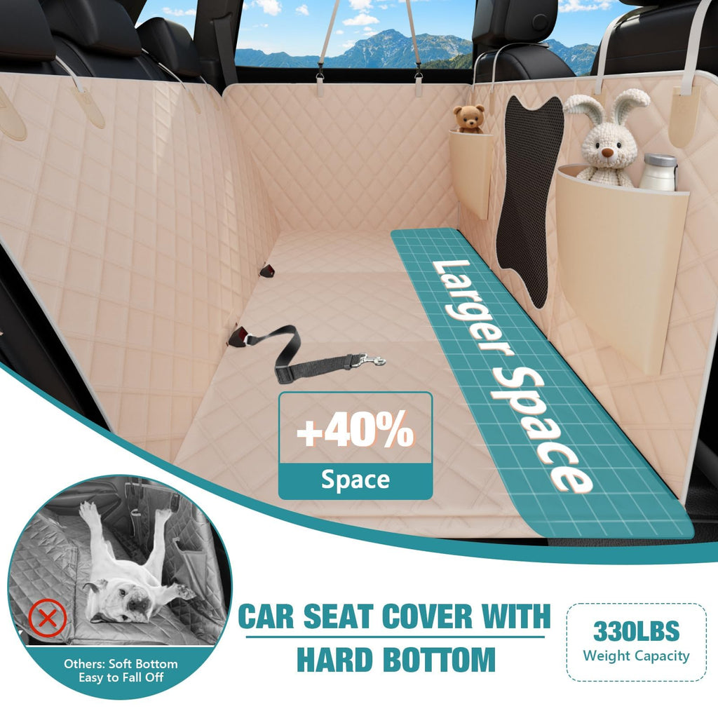 Bark Lover Waterproof Dog Back Seat Extender – Heavy-Duty Car Seat Cover with Hard Bottom