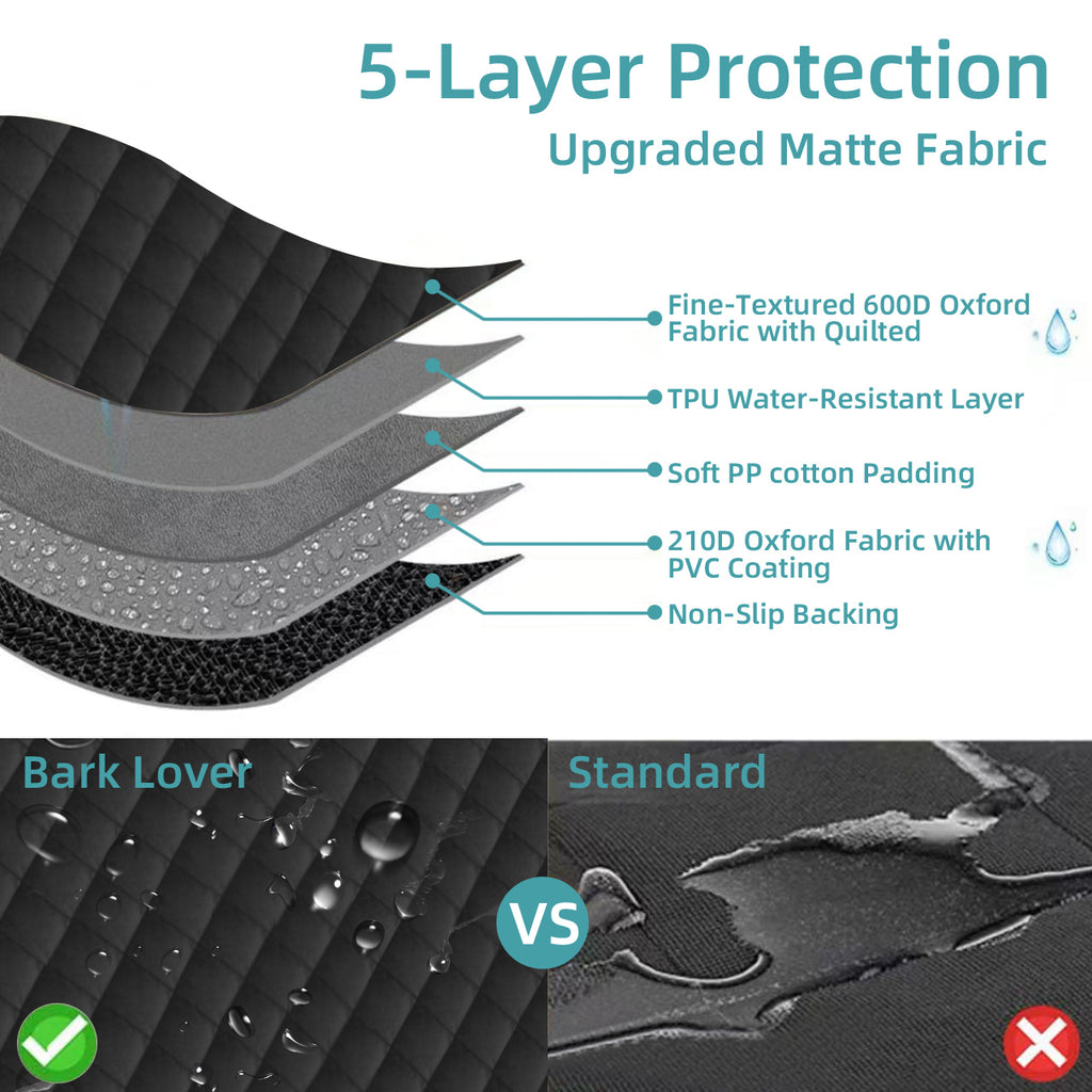 Bark Lover Dog Car Seat Cover for Back Seat, Dual Zipper Waterproof Bench Seat Protector with Barrier Organizer