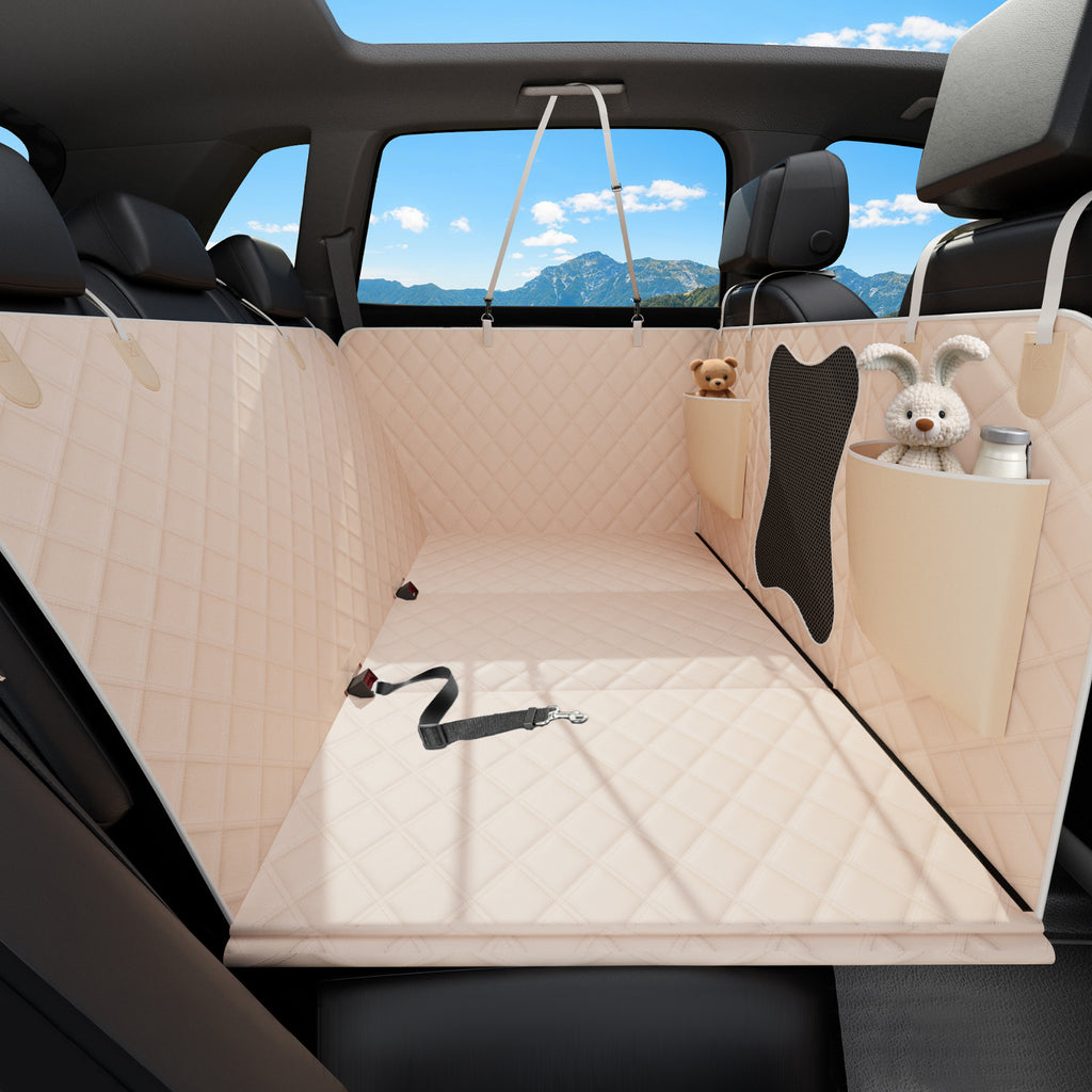 Bark Lover Waterproof Dog Back Seat Extender – Heavy-Duty Car Seat Cover with Hard Bottom