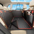 Bark Lover Dog Back Seat Extender Cover – Heavy Duty Hard Bottom Design, Black with Red Trim (Removable Cleaning Layer)