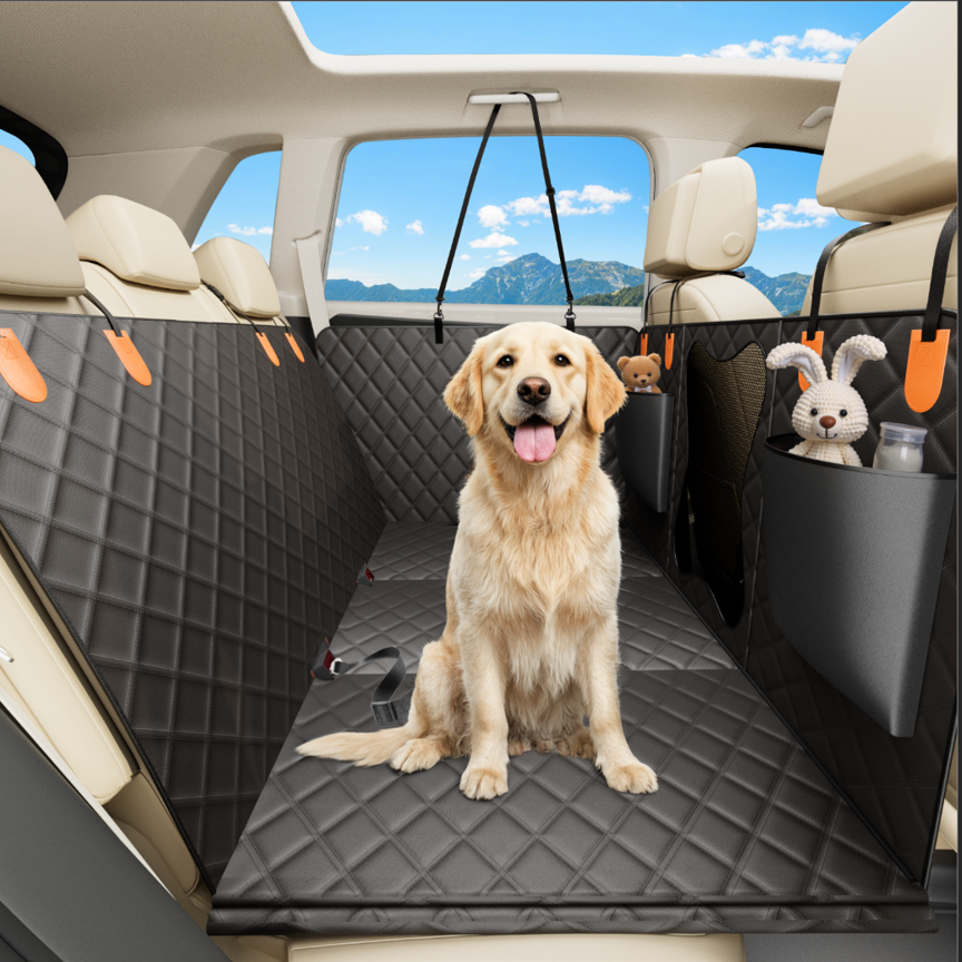 Bark Lover Waterproof Dog Back Seat Extender – Heavy-Duty Car Seat Cover with Hard Bottom