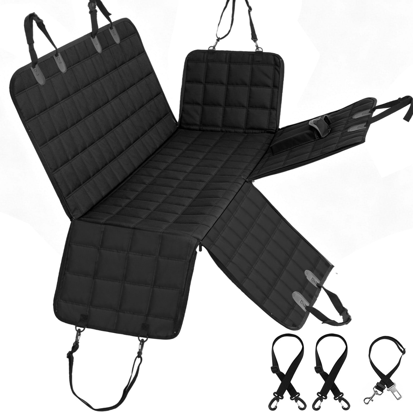 Bark Lover Deluxe Dog Back Seat Cover – Waterproof Convertible Hammock with Zippered Panel