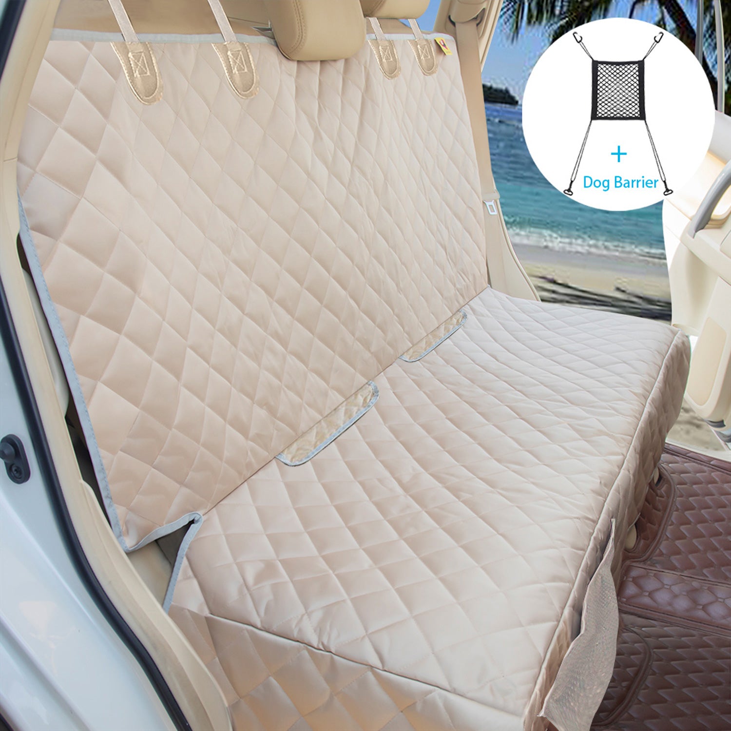 Bark Lover Deluxe Dog Back Seat Cover – Waterproof, Non-Slip with Storage & Pet Barrier