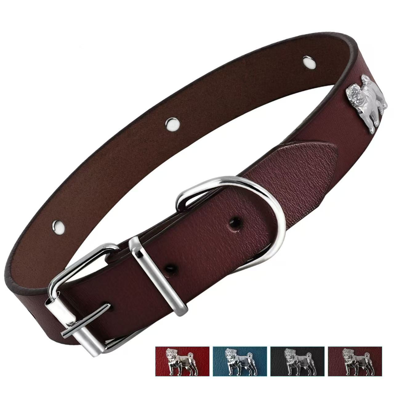 Bark Lover Classic Leather Dog Collar – Vintage Studded Design
