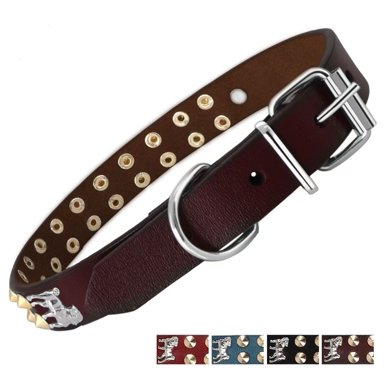 Bark Lover Classic Leather Dog Collar – Vintage Studded Design