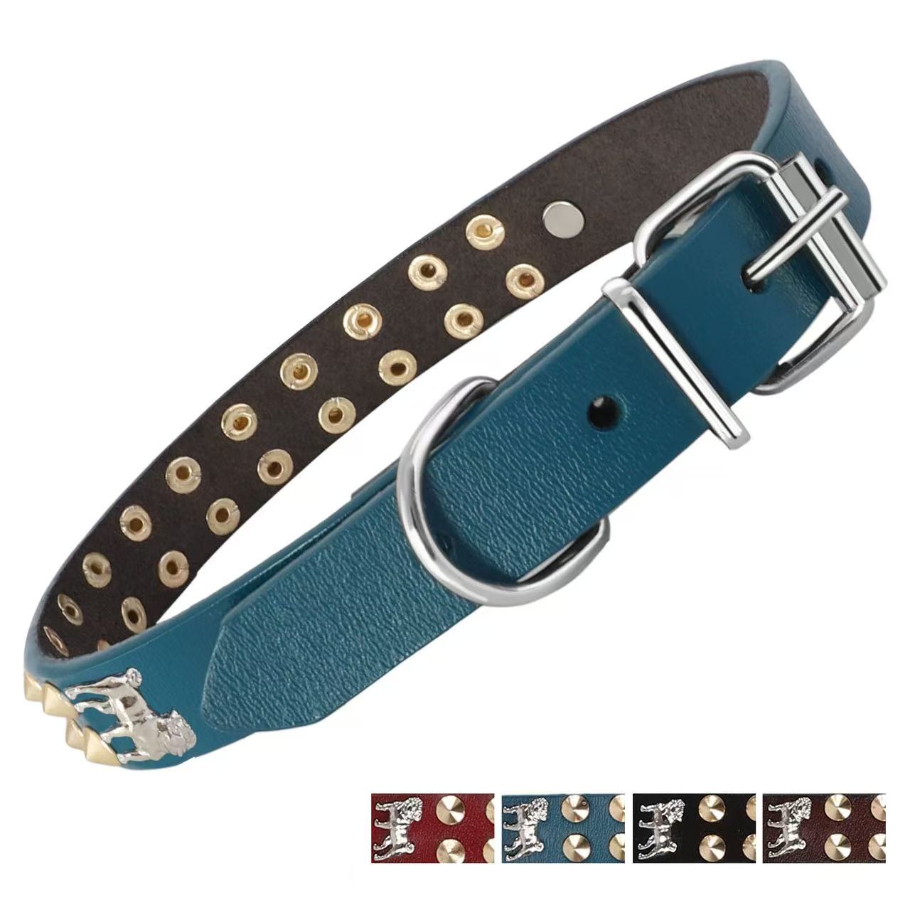 Bark Lover Classic Leather Dog Collar – Vintage Studded Design