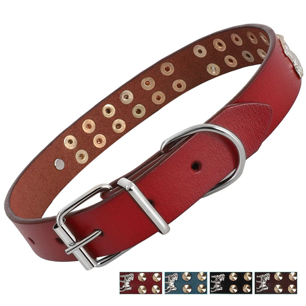 Bark Lover Classic Leather Dog Collar – Vintage Studded Design
