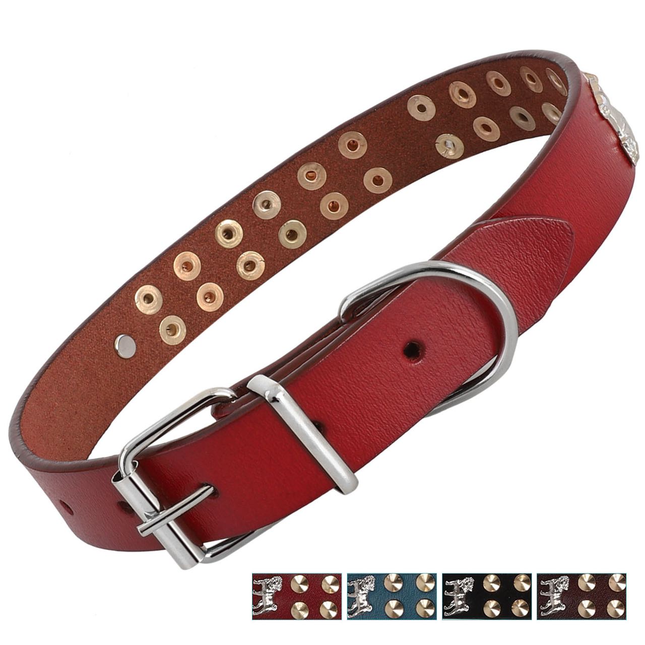 Bark Lover Classic Leather Dog Collar – Vintage Studded Design