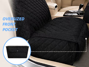 Bark Lover Deluxe Front Seat Dog Car Seat Cover – Waterproof Quilted Protection with Optional Removable Mesh Organizer