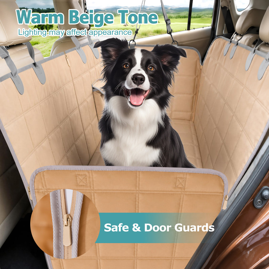 Bark Lover Deluxe Dog Back Seat Cover – Waterproof Convertible Hammock with Zippered Panel