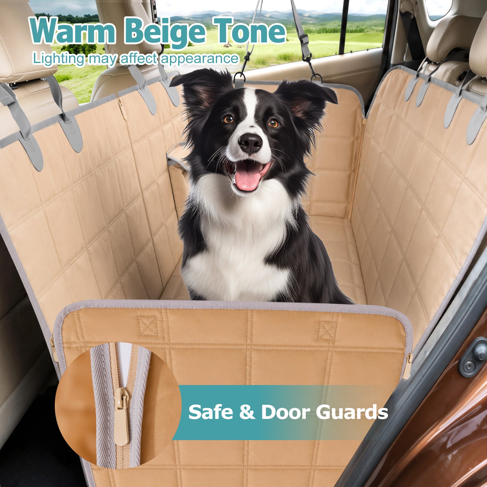 Bark Lover Deluxe Dog Back Seat Cover – Waterproof Convertible Hammock with Zippered Panel