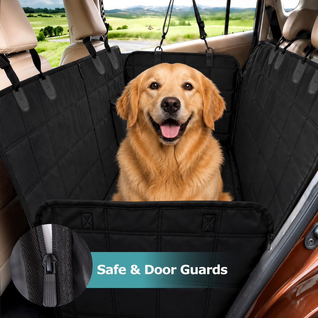 Bark Lover Deluxe Dog Back Seat Cover – Waterproof Convertible Hammock with Zippered Panel