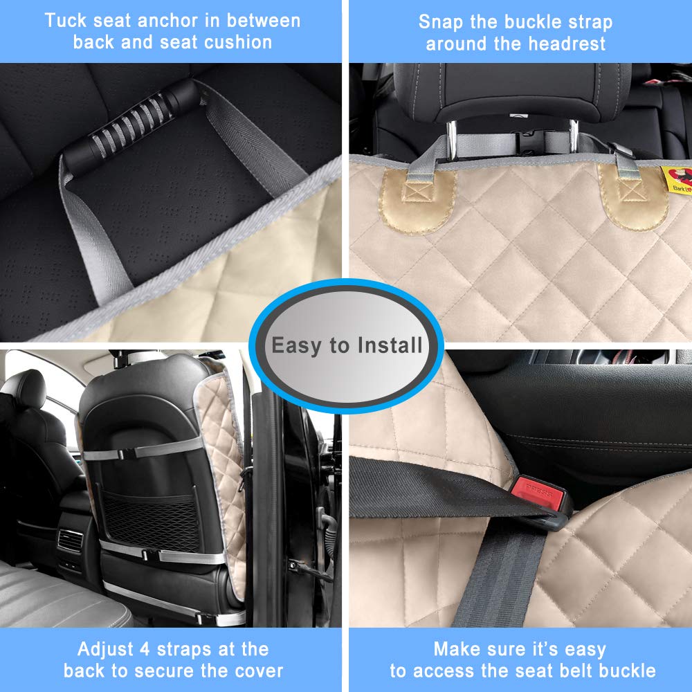 Bark Lover Deluxe Front Seat Dog Car Seat Cover – Waterproof Quilted Protection with Optional Removable Mesh Organizer