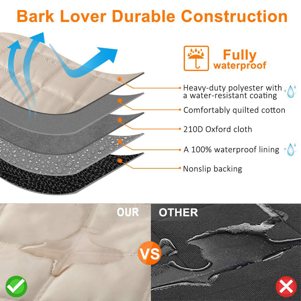 Bark Lover Deluxe Dog Back Seat Cover – Waterproof Convertible Hammock with Zippered Panel