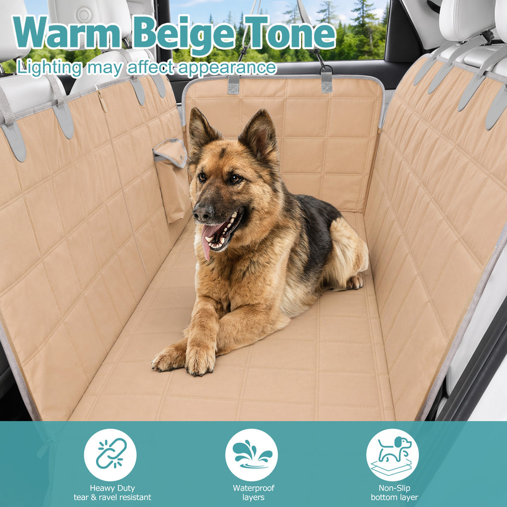 Bark Lover Deluxe Dog Back Seat Cover – Waterproof Convertible Hammock with Zippered Panel