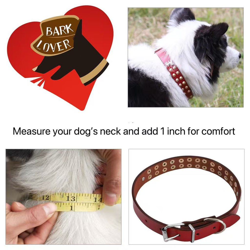 Bark Lover Classic Leather Dog Collar – Vintage Studded Design