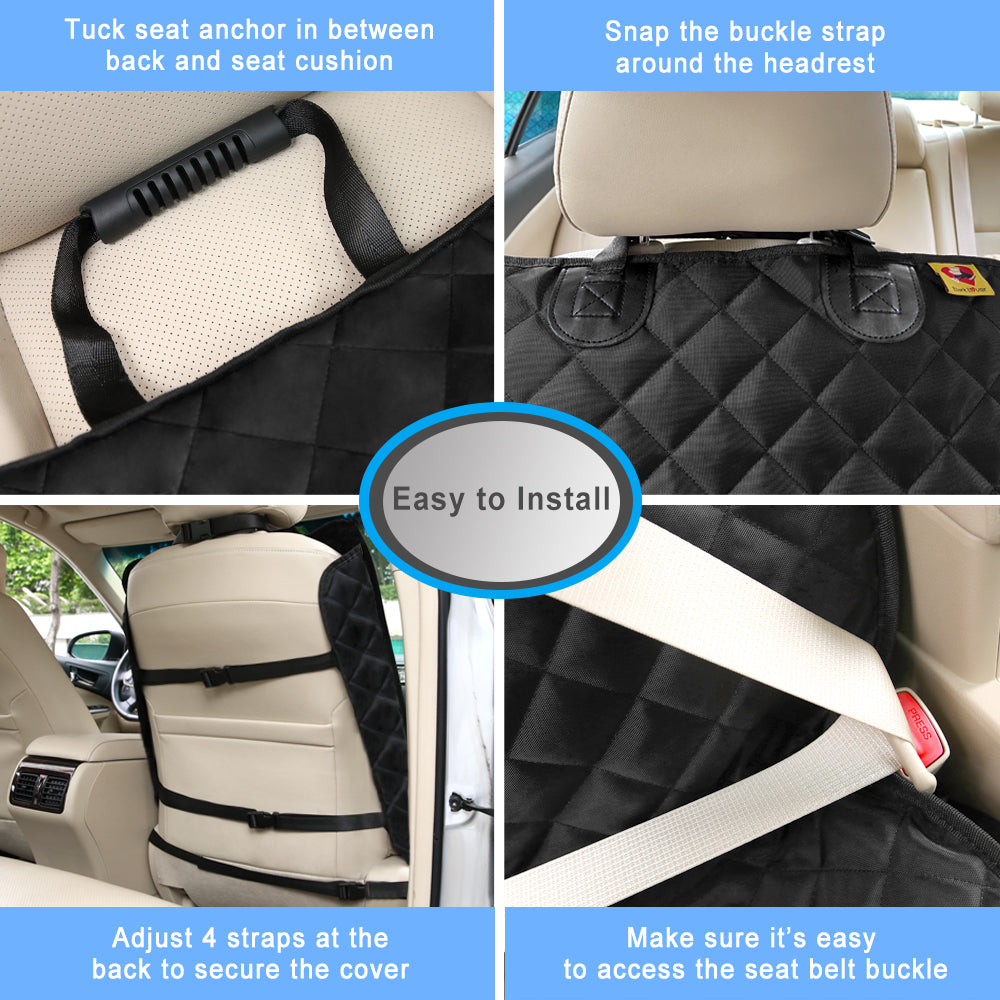Bark Lover Deluxe Front Seat Dog Car Seat Cover – Waterproof Quilted Protection with Optional Removable Mesh Organizer