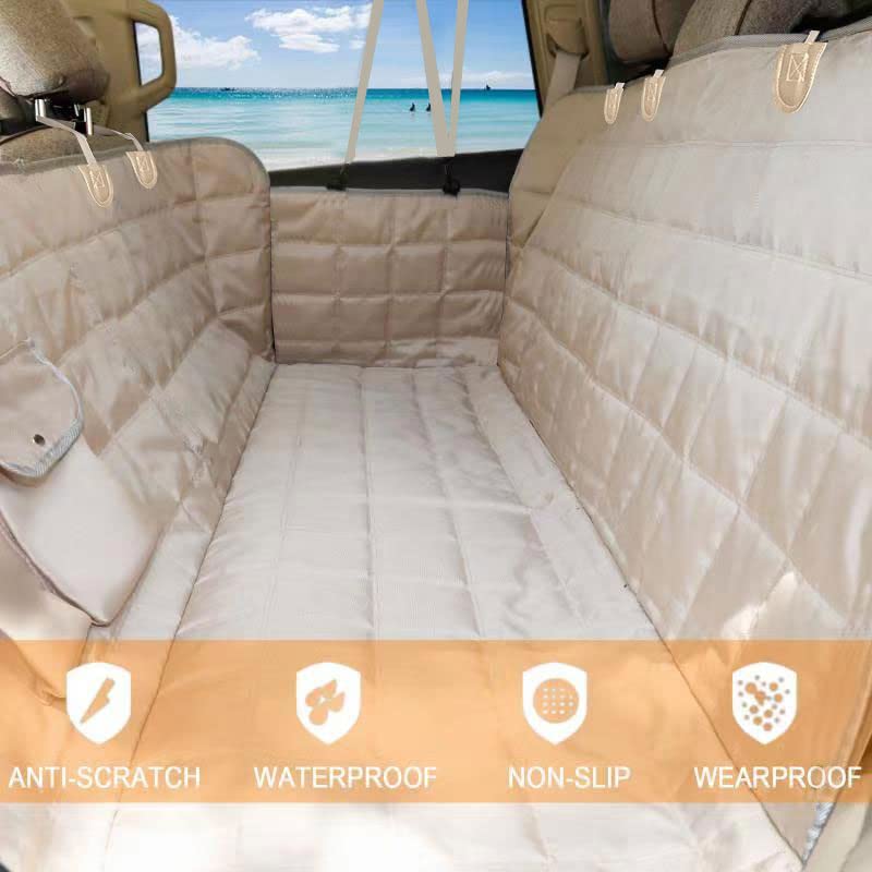 Bark Lover Deluxe Dog Back Seat Cover – Waterproof Convertible Hammock with Zippered Panel