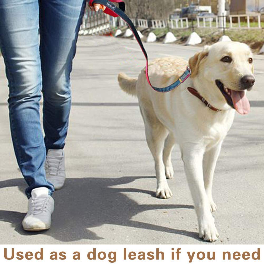 Bark Lover Adjustable Dog Car Seat Belt & Leash – Denim Style Headrest Safety Strap, 2-Pack (Limited Stock)