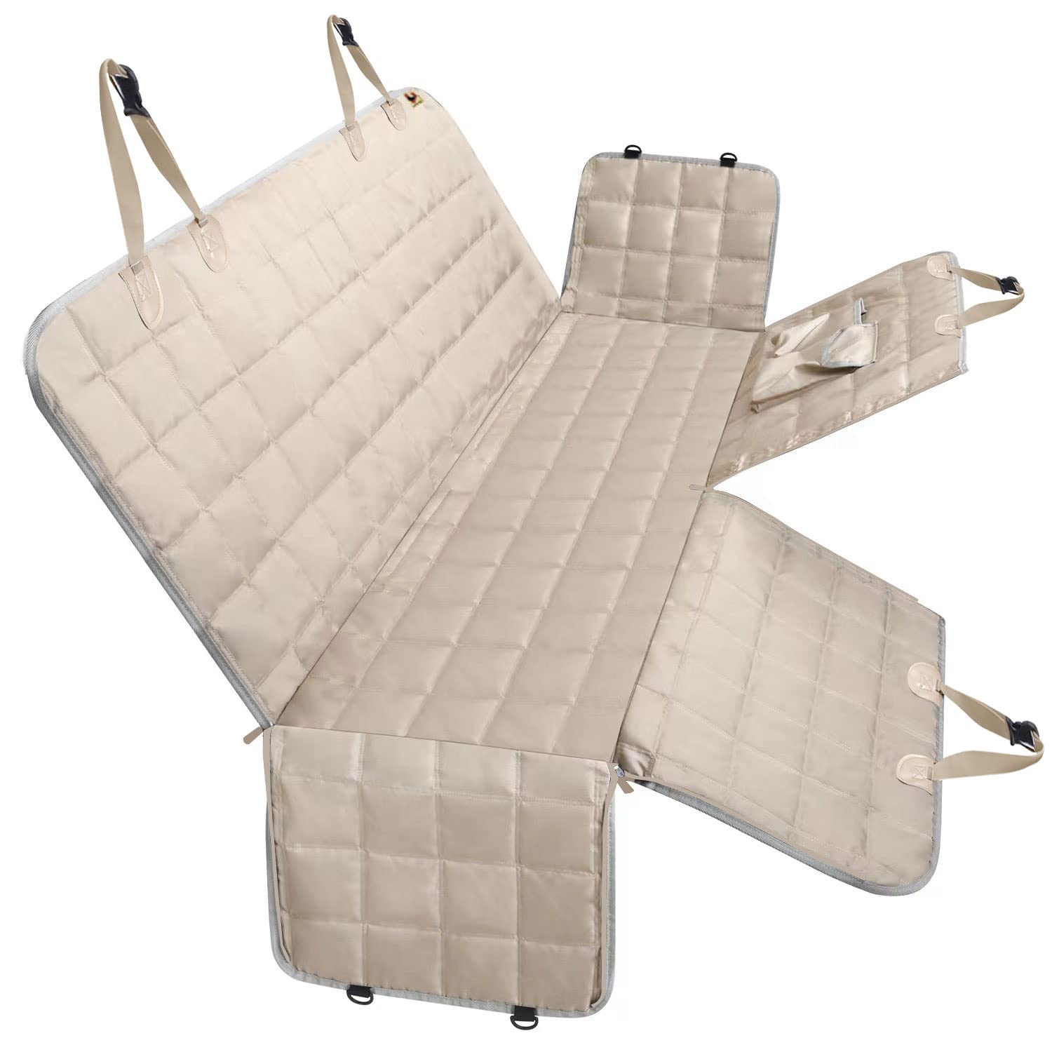 Bark Lover Deluxe Dog Back Seat Cover – Waterproof Convertible Hammock with Zippered Panel