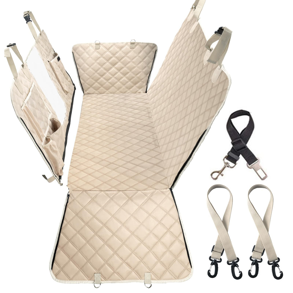 Bark Lover 5-in-1 Convertible Dog Car Seat Cover – Waterproof Hammock & Bench Protector for Cars, SUVs & Trucks and Multiple Pockets