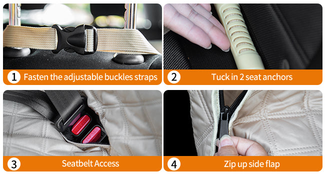 Bark Lover 5-in-1 Convertible Dog Car Seat Cover – Waterproof Hammock & Bench Protector for Cars, SUVs & Trucks and Multiple Pockets