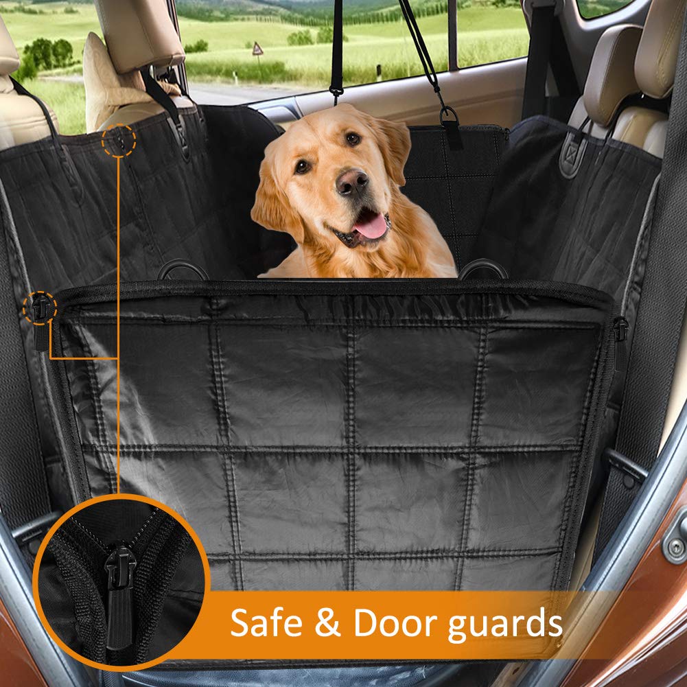 Bark Lover Deluxe Dog Back Seat Cover – Waterproof Convertible Hammock with Zippered Panel