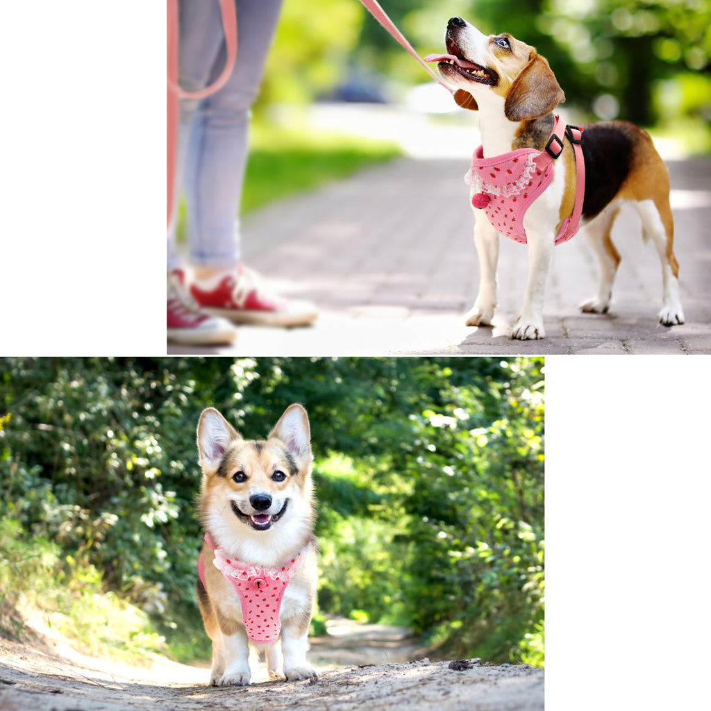 Bark Lover Pink Princess Dog Harness – Soft Lace Step-In Vest for Small Dogs & Puppies