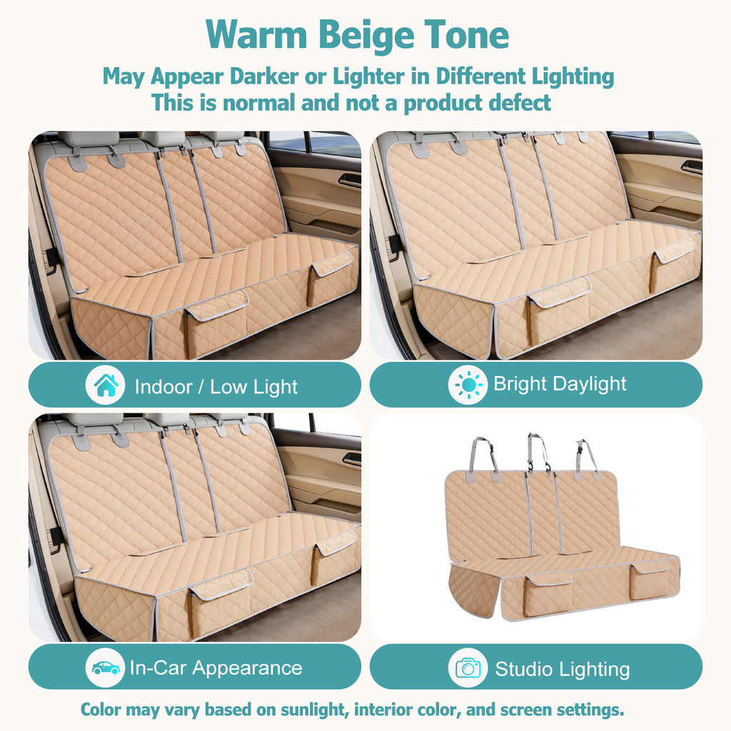 Bark Lover Dog Car Seat Cover for Back Seat, Dual Zipper Waterproof Bench Seat Protector with Barrier Organizer