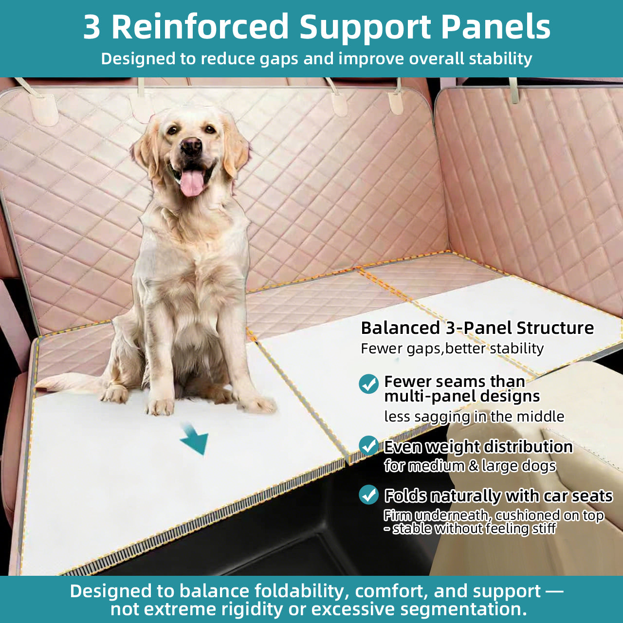 Bark Lover Waterproof Dog Back Seat Extender – Heavy-Duty Car Seat Cover with Hard Bottom