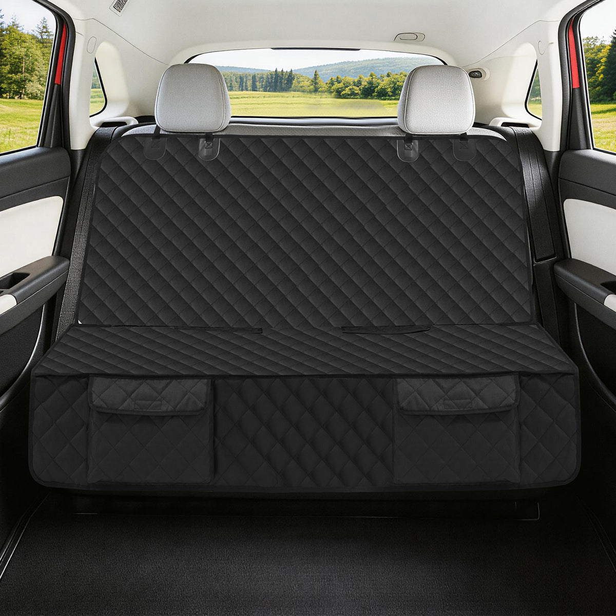 Bark Lover Deluxe Dog Back Seat Cover – Waterproof, Non-Slip with Storage & Pet Barrier