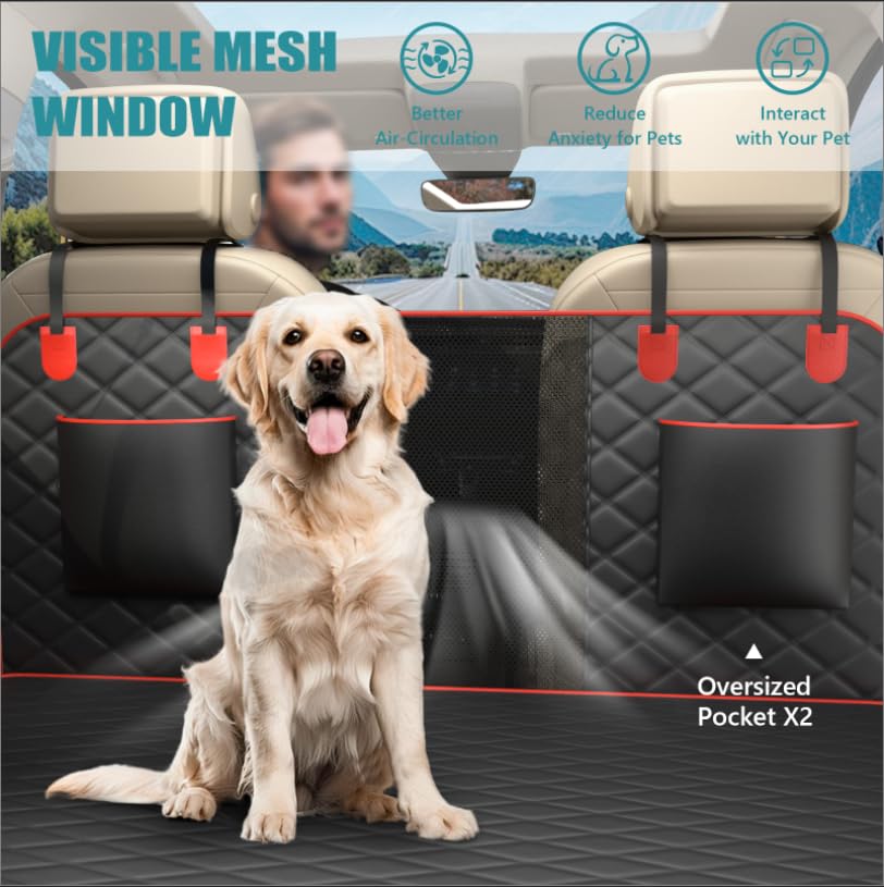 Bark Lover Waterproof Dog Back Seat Extender – Heavy-Duty Car Seat Cover with Hard Bottom