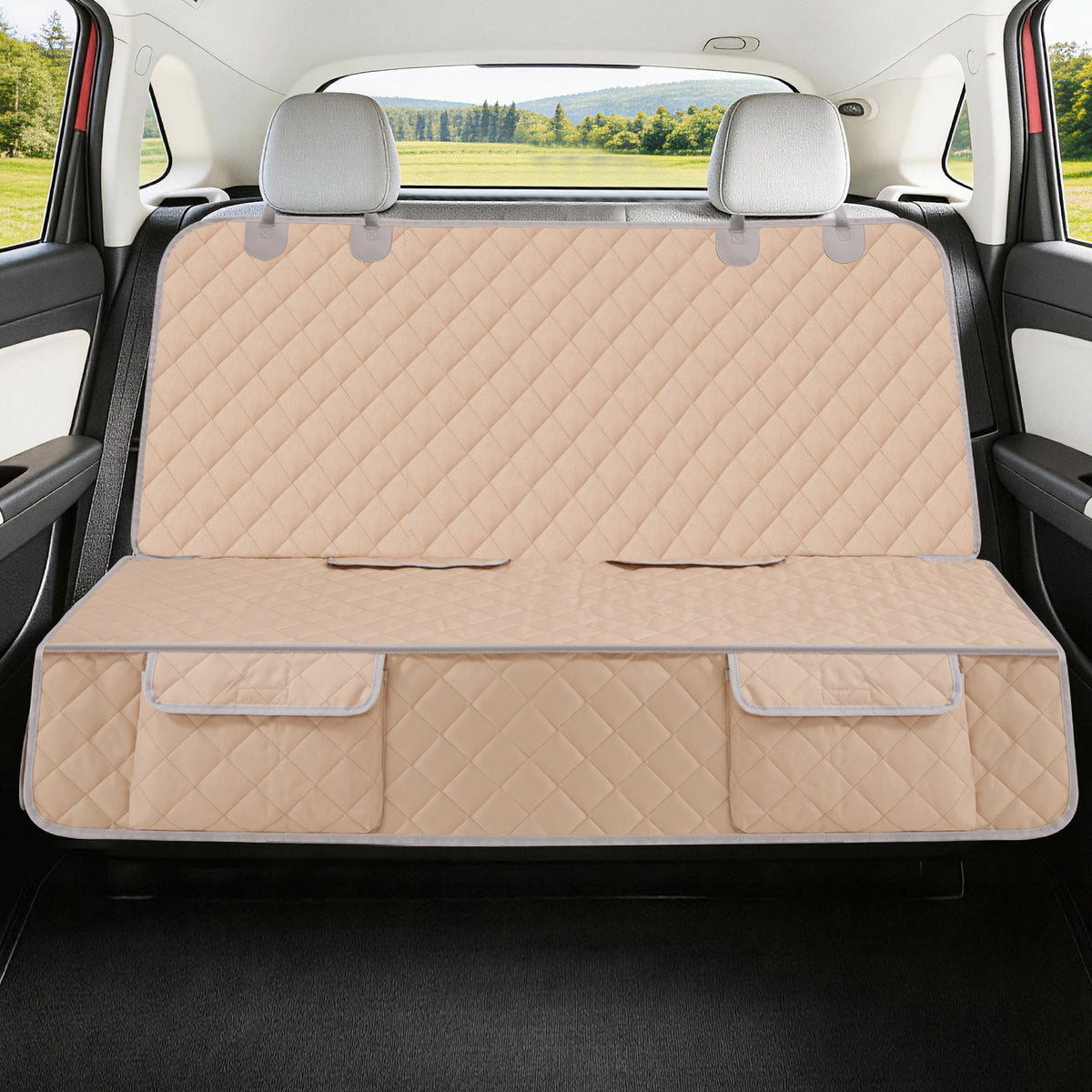 Bark Lover Deluxe Dog Back Seat Cover – Waterproof, Non-Slip with Storage & Pet Barrier