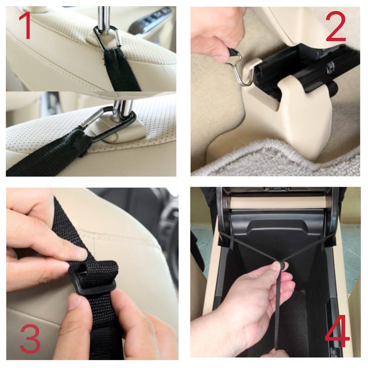 Bark Lover Car Net Barrier & Seat Gap Organizer – Pet & Kid Divider with Storage Pocket + Headrest Hooks