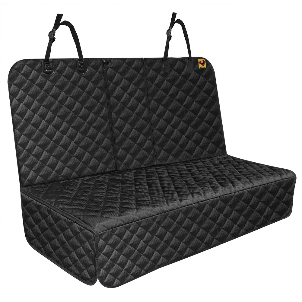 Bark Lover Waterproof Dog Car Seat Cover for Back Seat with Side Flaps – Bench Style (Two Zippers)