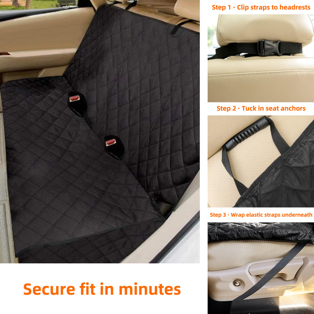 Bark Lover Waterproof Dog Car Seat Cover for Back Seat– Bench Style (Standard)