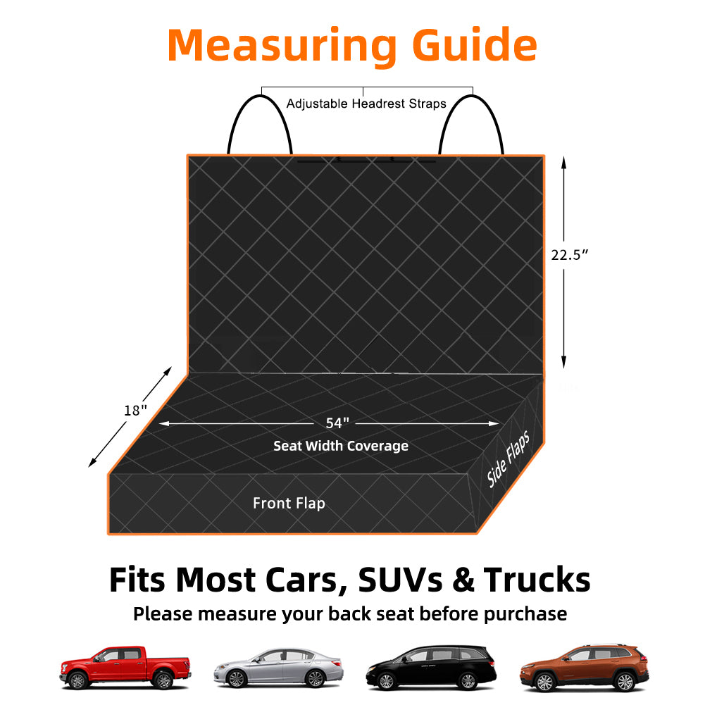 Bark Lover Waterproof Dog Car Seat Cover for Back Seat– Bench Style (Standard)