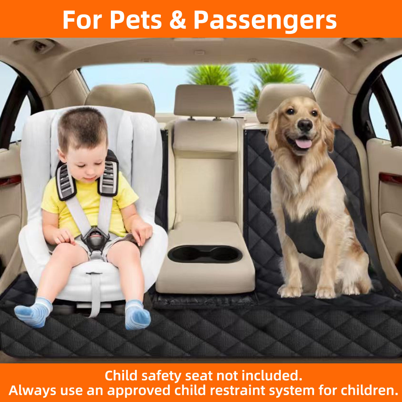 Bark Lover Waterproof Dog Back Seat Cover with Side Flaps – Bench Style