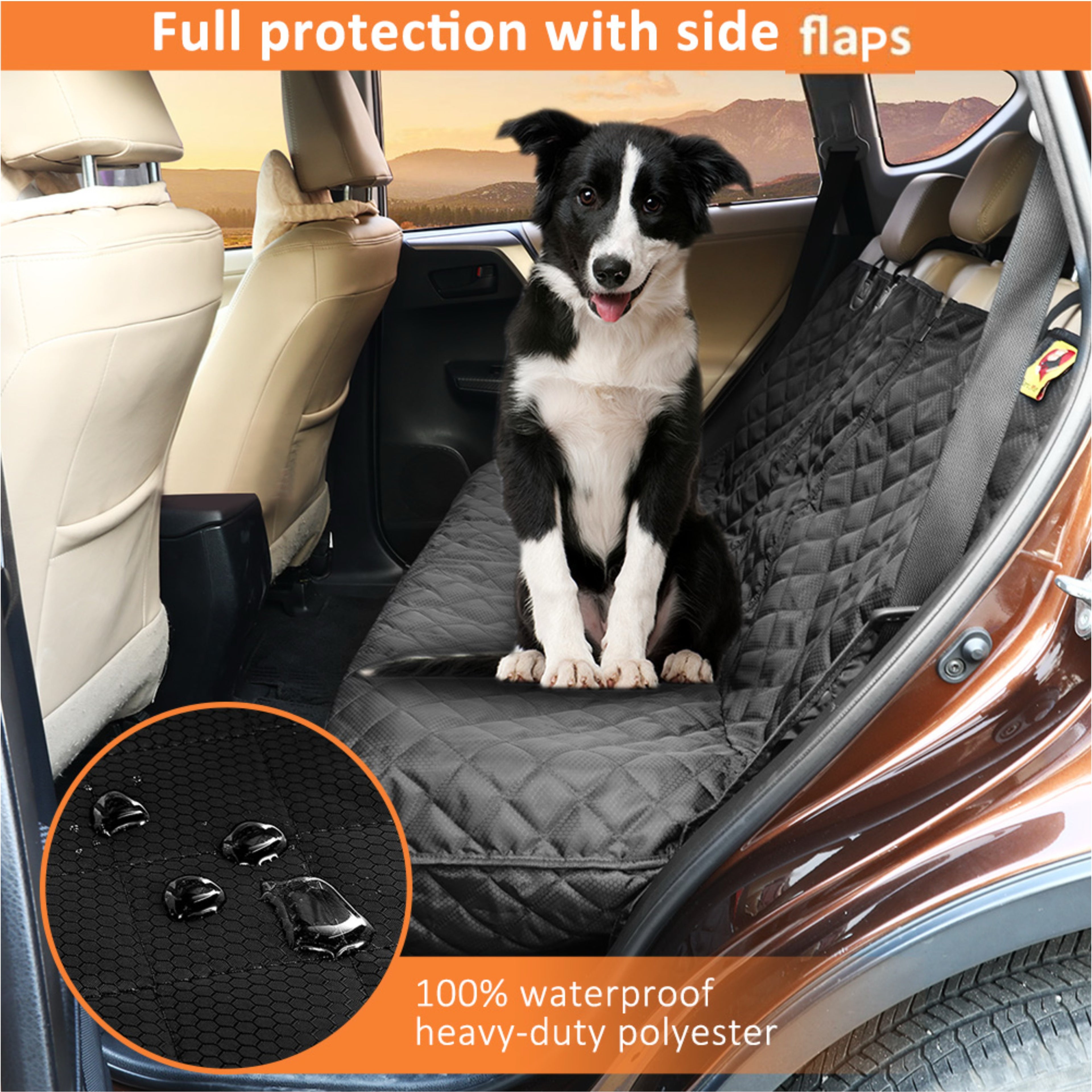 Bark Lover Waterproof Dog Car Seat Cover for Back Seat– Bench Style (Standard)