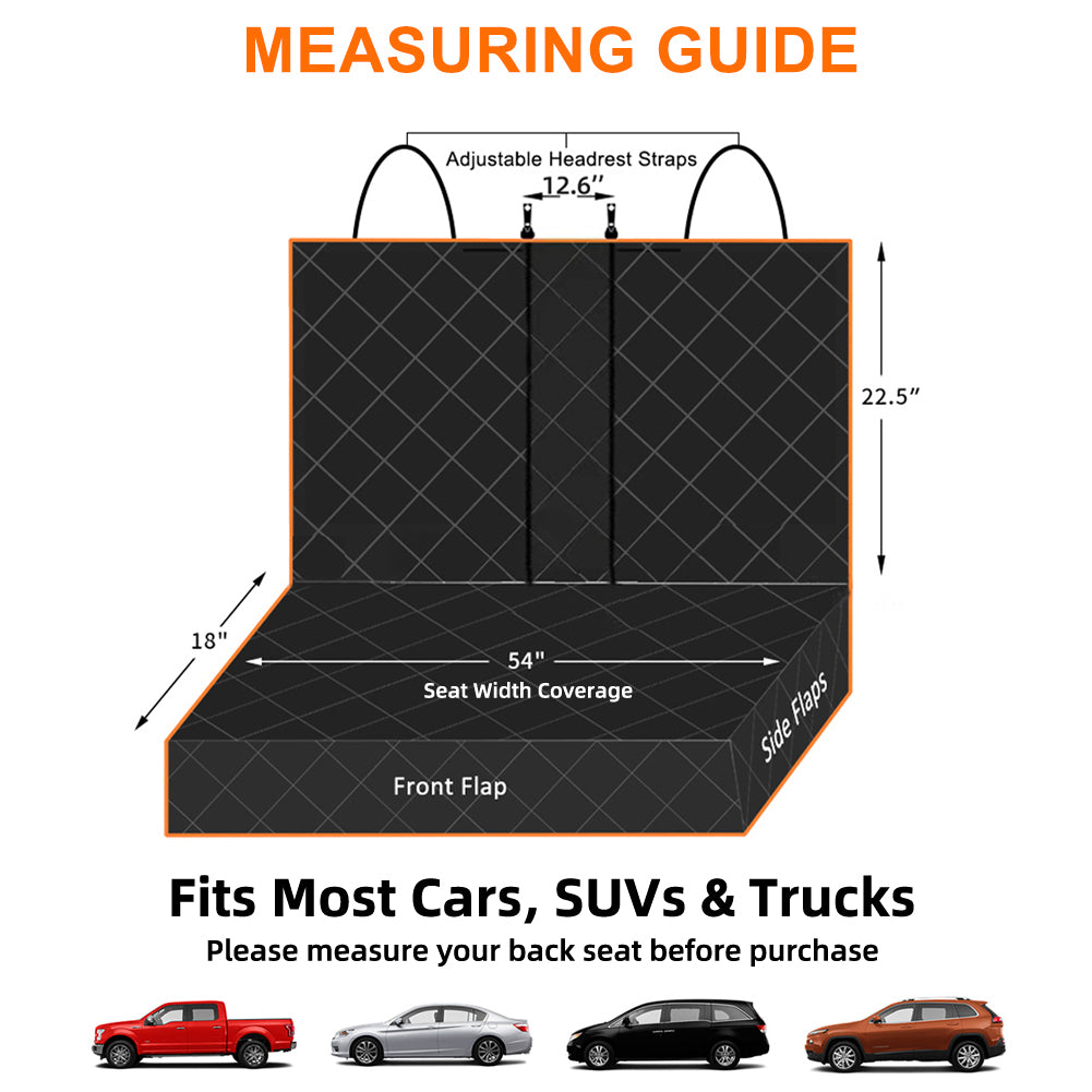 Bark Lover Waterproof Dog Back Seat Cover with Side Flaps – Bench Style