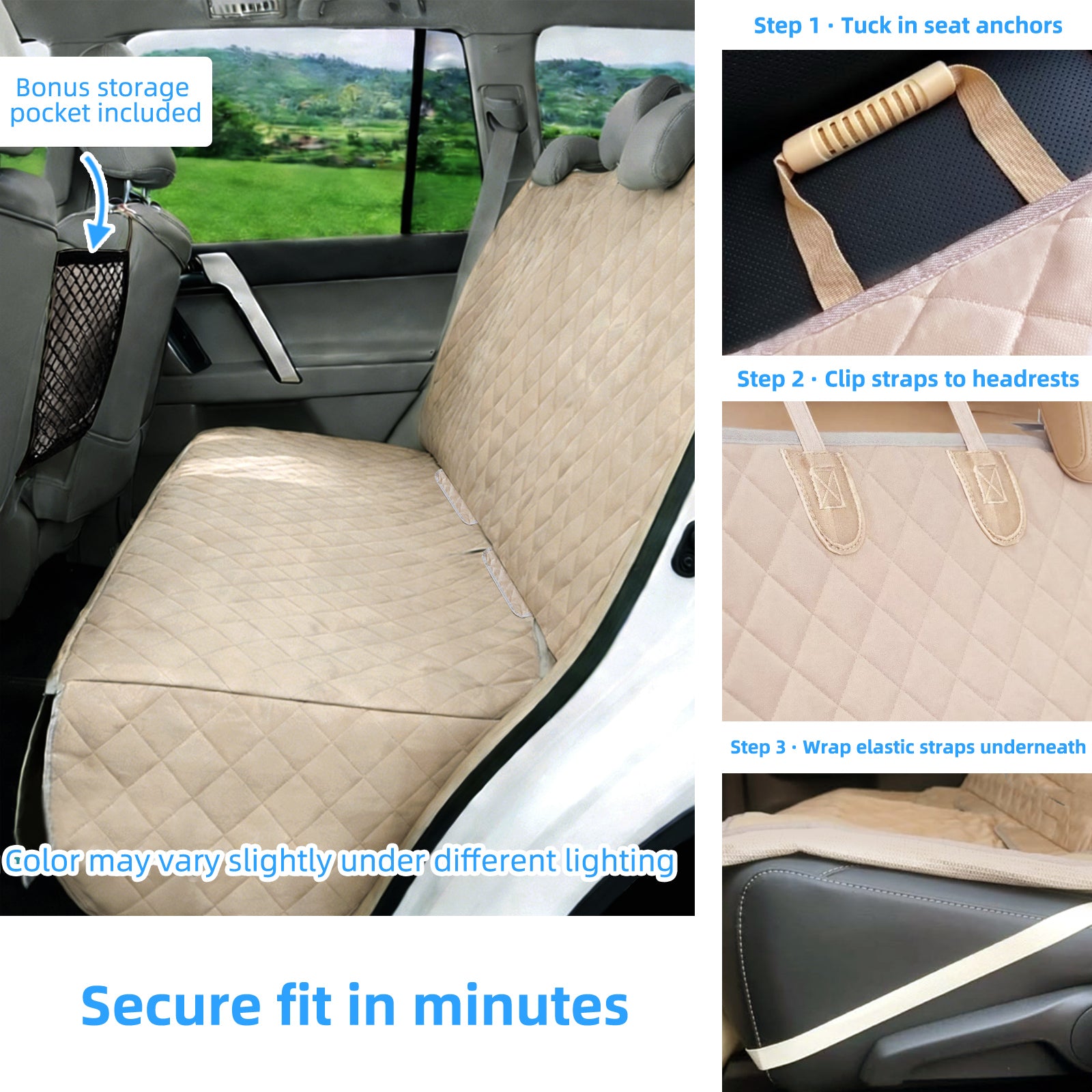 Bark Lover Deluxe Dog Back Seat Cover – Waterproof, Non-Slip with Storage & Pet Barrier