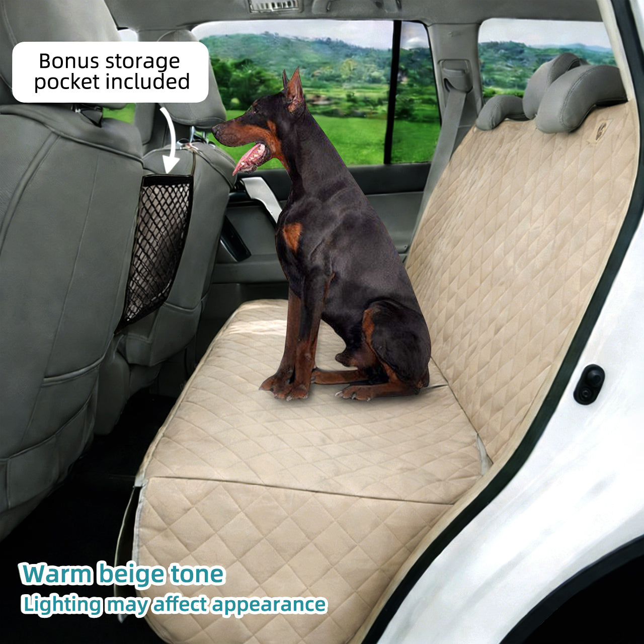 Bark Lover Deluxe Dog Back Seat Cover – Waterproof, Non-Slip with Storage & Pet Barrier