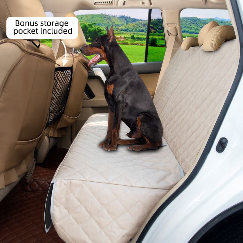 Bark Lover Deluxe Dog Back Seat Cover – Waterproof, Non-Slip with Storage & Pet Barrier