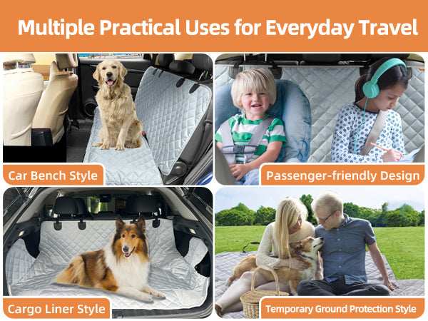 Bark Lover Waterproof Dog Car Seat Cover for Back Seat– Bench Style (Standard)