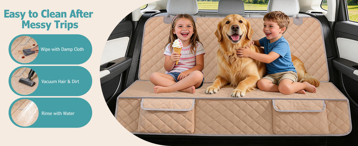 Bark Lover Deluxe Dog Back Seat Cover – Waterproof, Non-Slip with Storage & Pet Barrier
