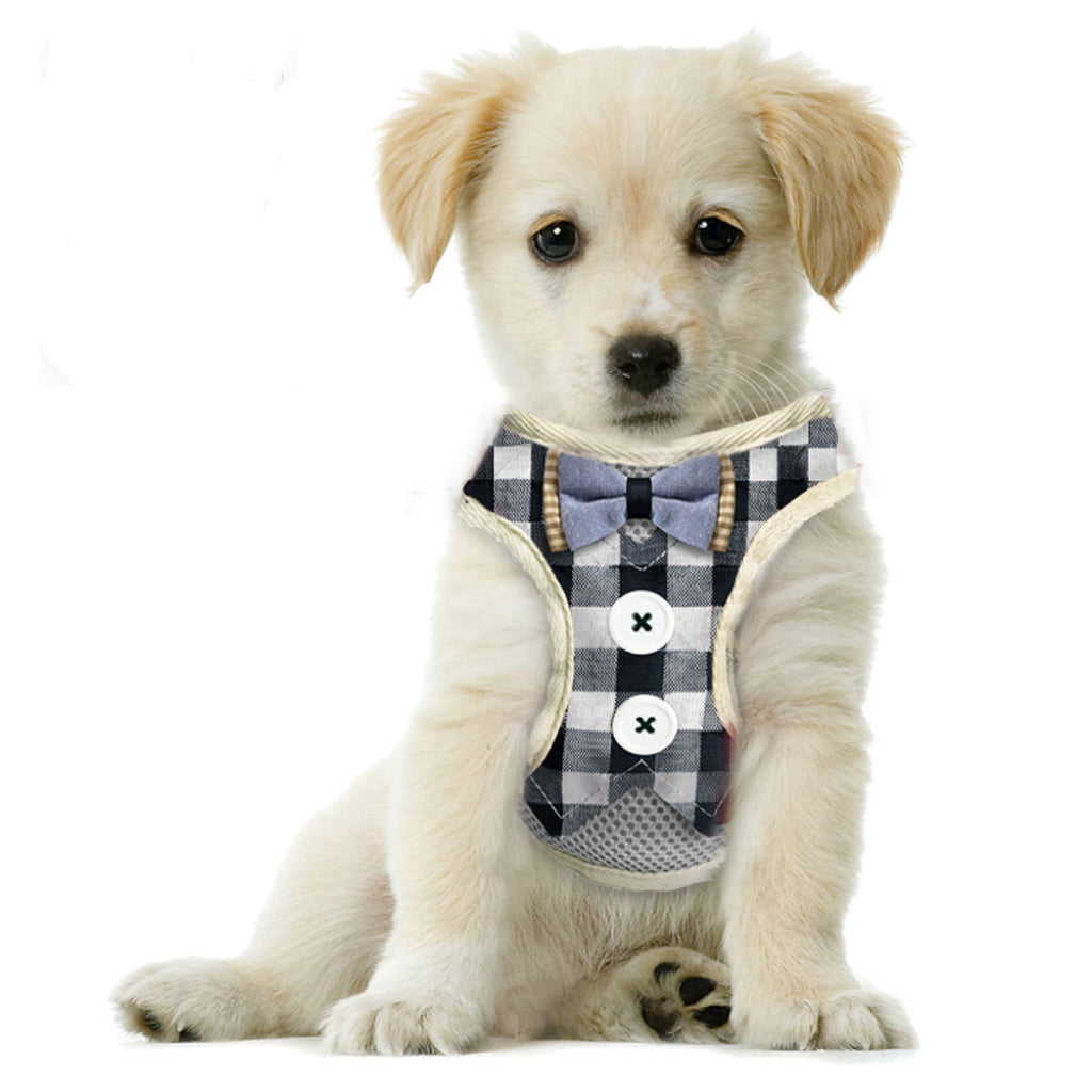Bark Lover Formal Dog Tuxedo Harness – Plaid Bowtie Vest for Weddings, Parties & Special Occasions