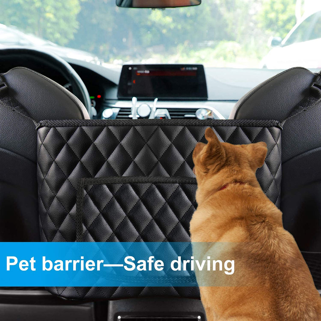 Bark Lover PU Leather Car Handbag Holder – Front Seat Organizer & Safety Barrier for Pets and Kids